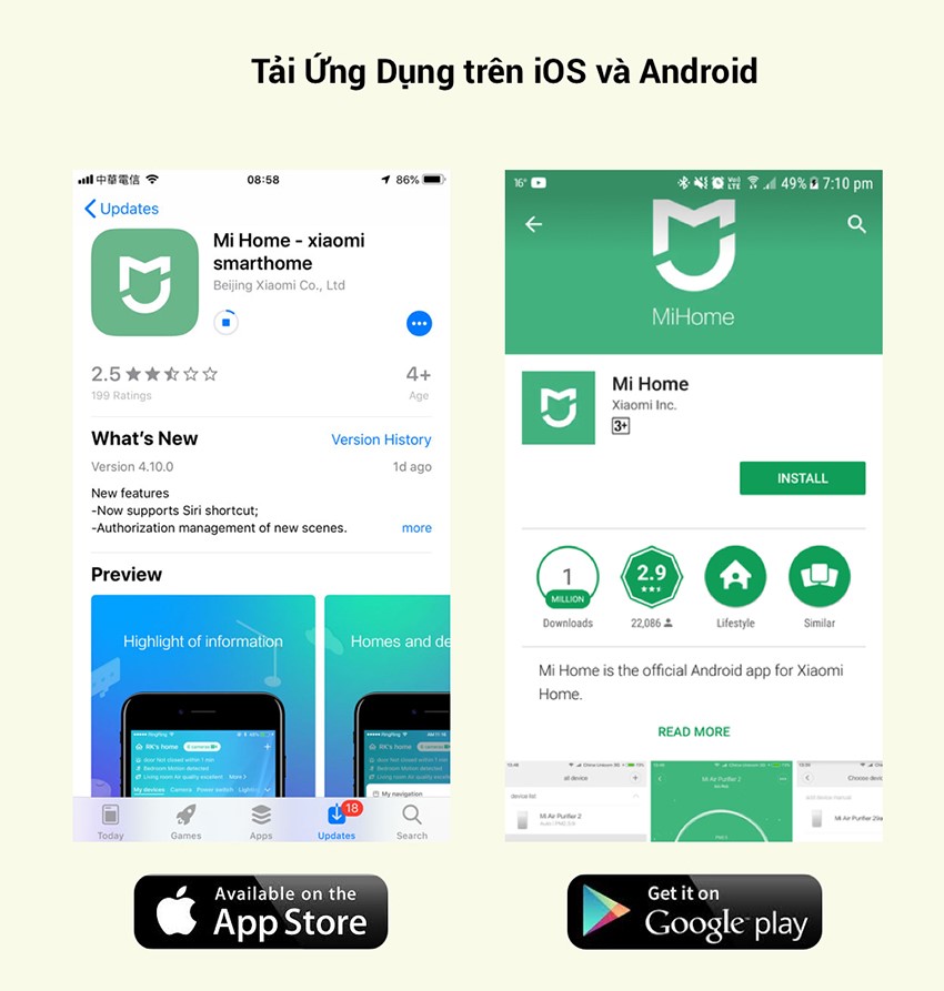 Máy lọc không khí Xiaomi 3C có khả năng kết nối App Mi Home theo dõi tiện lợi