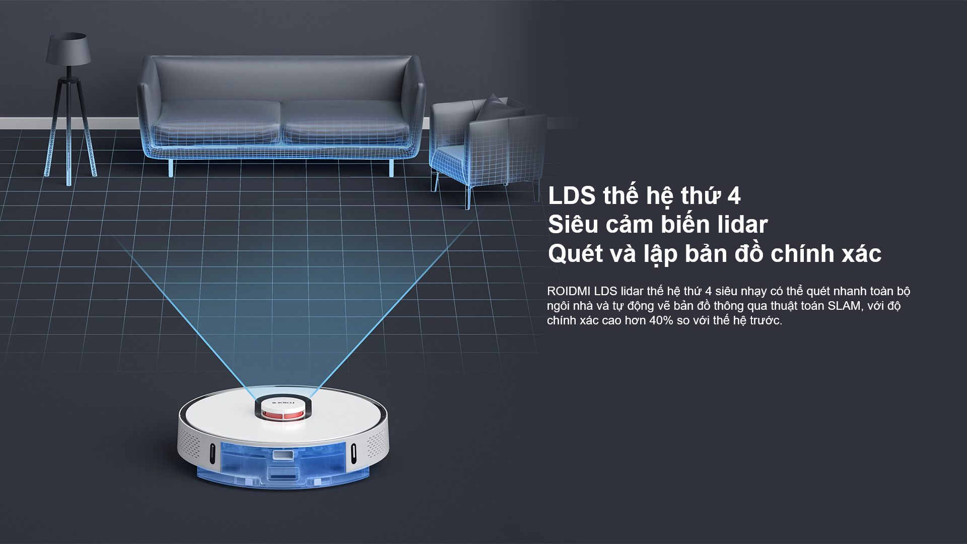 Robot Roidmi lập bản đồ LDS thế hệ thứ 4 với các thuật toán SLAM