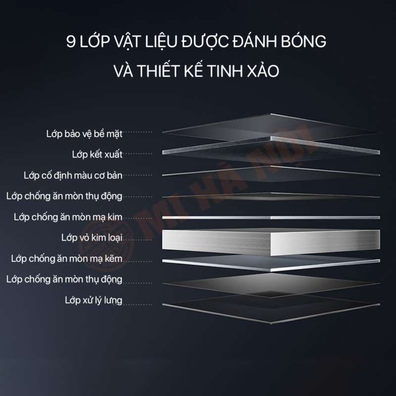 Bề mặt được tạo thành từ 9 lớp vật liệu được đánh bóng và hoàn thiện cực kỳ tinh xảo