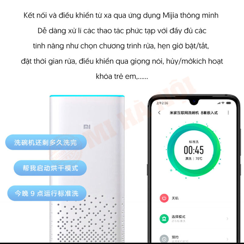 Có thể chọn chương trình rửa của máy rửa bát Mijia kết nối App