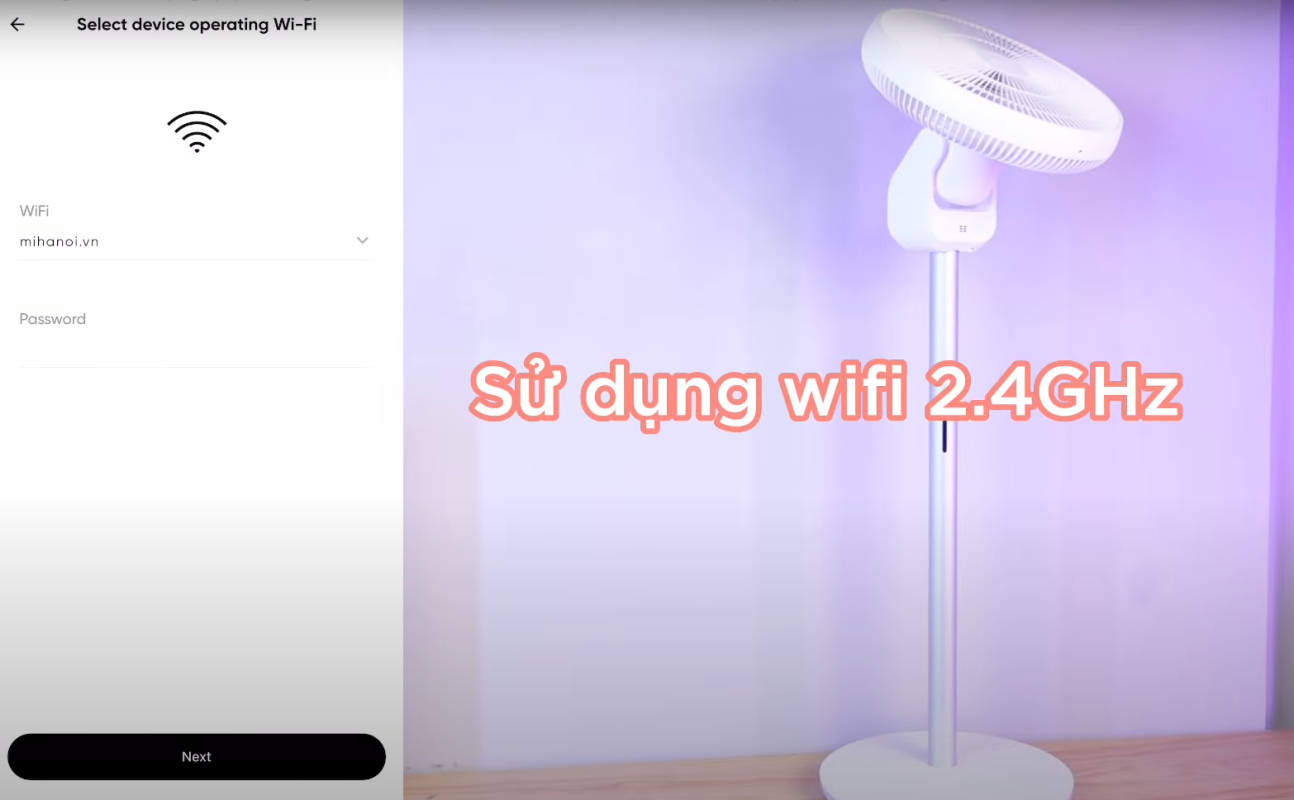 Kết nối quạt với mạng Wi-Fi