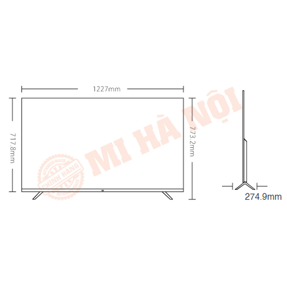 Kích thước chi tiết của màn hình Tivi Xiaomi TV5 55 inch