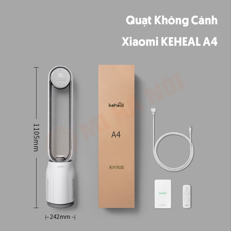 Quạt không cánh Keheal A4 và phụ kiện đi kèm