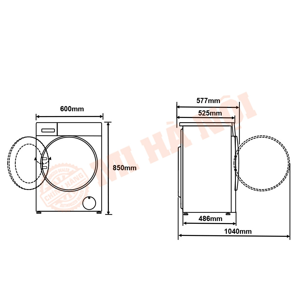 Kích thước chi tiết của máy giặt MJ301 Pro