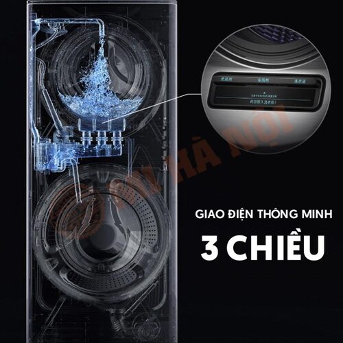 Giao diện máy giặt thông minh 3 chiều - Thiết kế ngăn bột giặt ba phần chứa