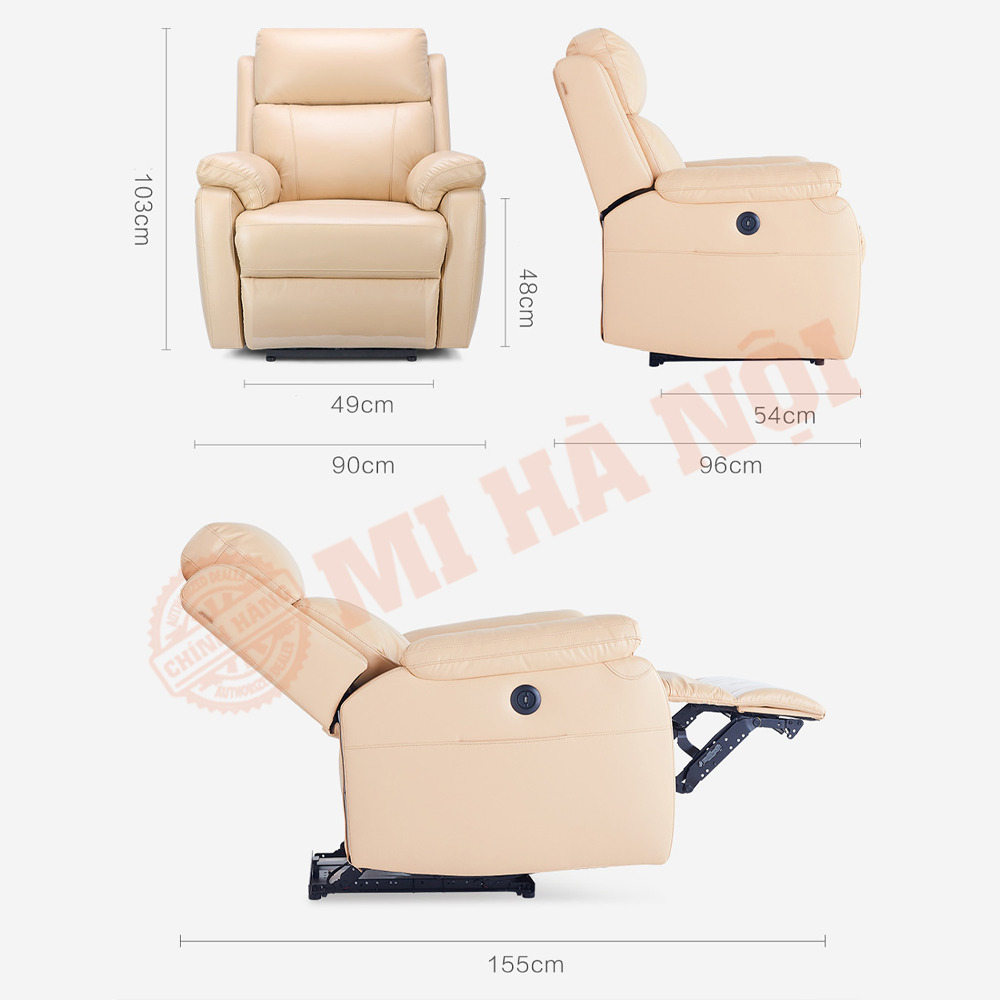 Kích thước thực tế sofa điện da thật Xiaomi 8H