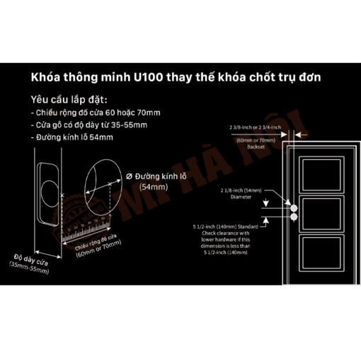 Kích thước Khóa Thông Minh Aqara U100 Bản Quốc Tế